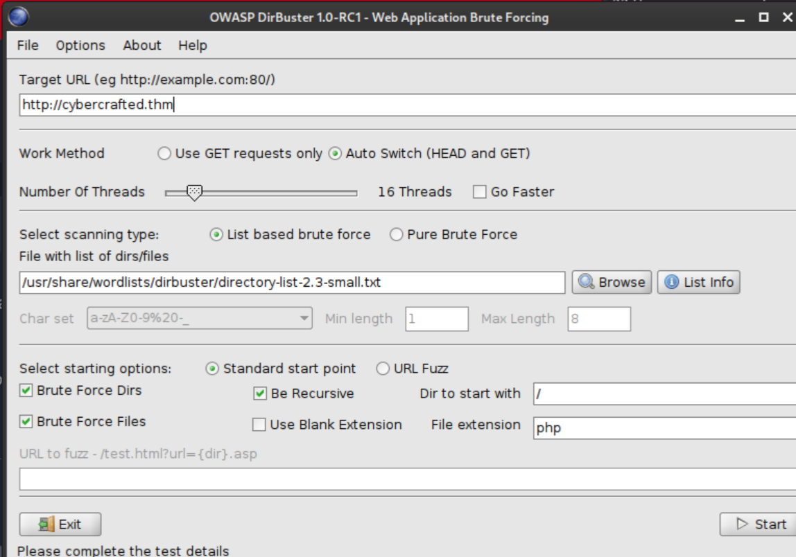 dirbuster running in headless mode